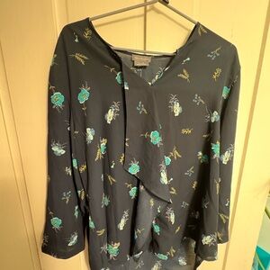 Van Heusen Navy Floral Blouse
